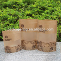 250g tea packaging bag/stand up kraft paper zipper pouch with window/kraft paper stand up foil dry food packaging bag